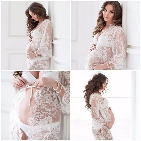 Gorgeous Eyelash Lace Extra Long Maxi Maternity Gown - Picture 3 of 16
